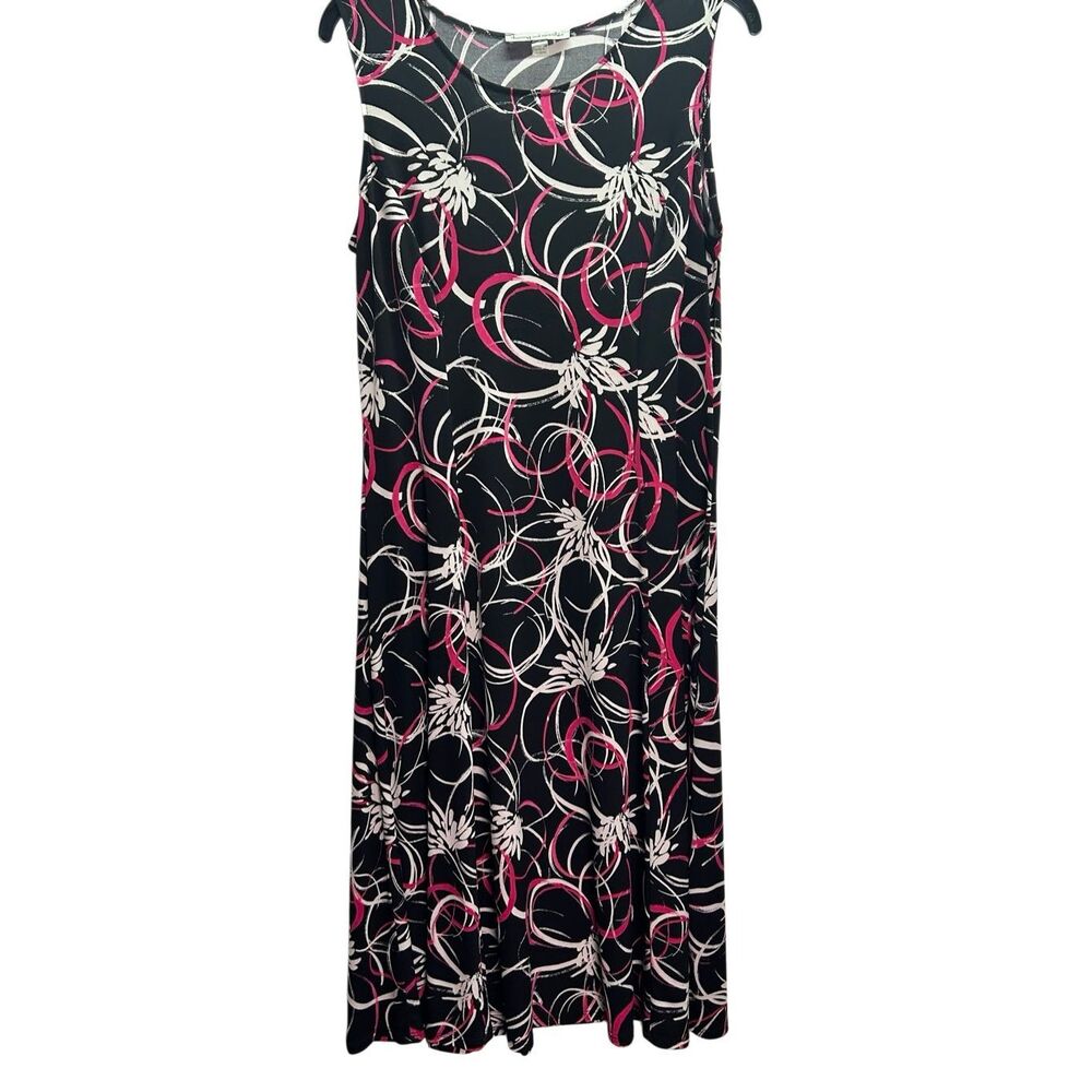 Danny & Nicole Black Pink White Geometrical Print Sleeveless Dress Size L